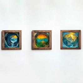 Wallity Conjunto de 3 Pinturas Decorativas en MDF con Marco